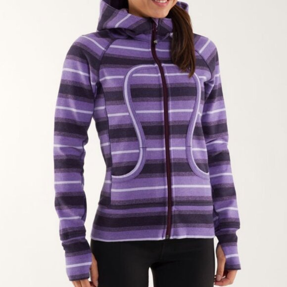 Lululemon Scuba Hoodie Stripe Purples Ombre Stripes Sz 8 - Picture 9 of 9